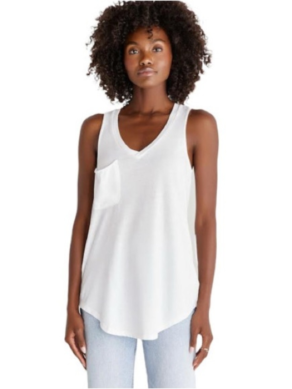 Z Supply White V-Neck Long Racerback Tank Top with Pocket Size X-Small